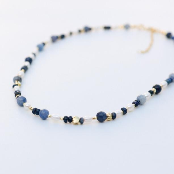 Lapis & Imperial Jasper with Cultured Pearl| 18k Gold Filled Beads with Red and Turquoise Beads and Chain Necklace | Layered Necklace