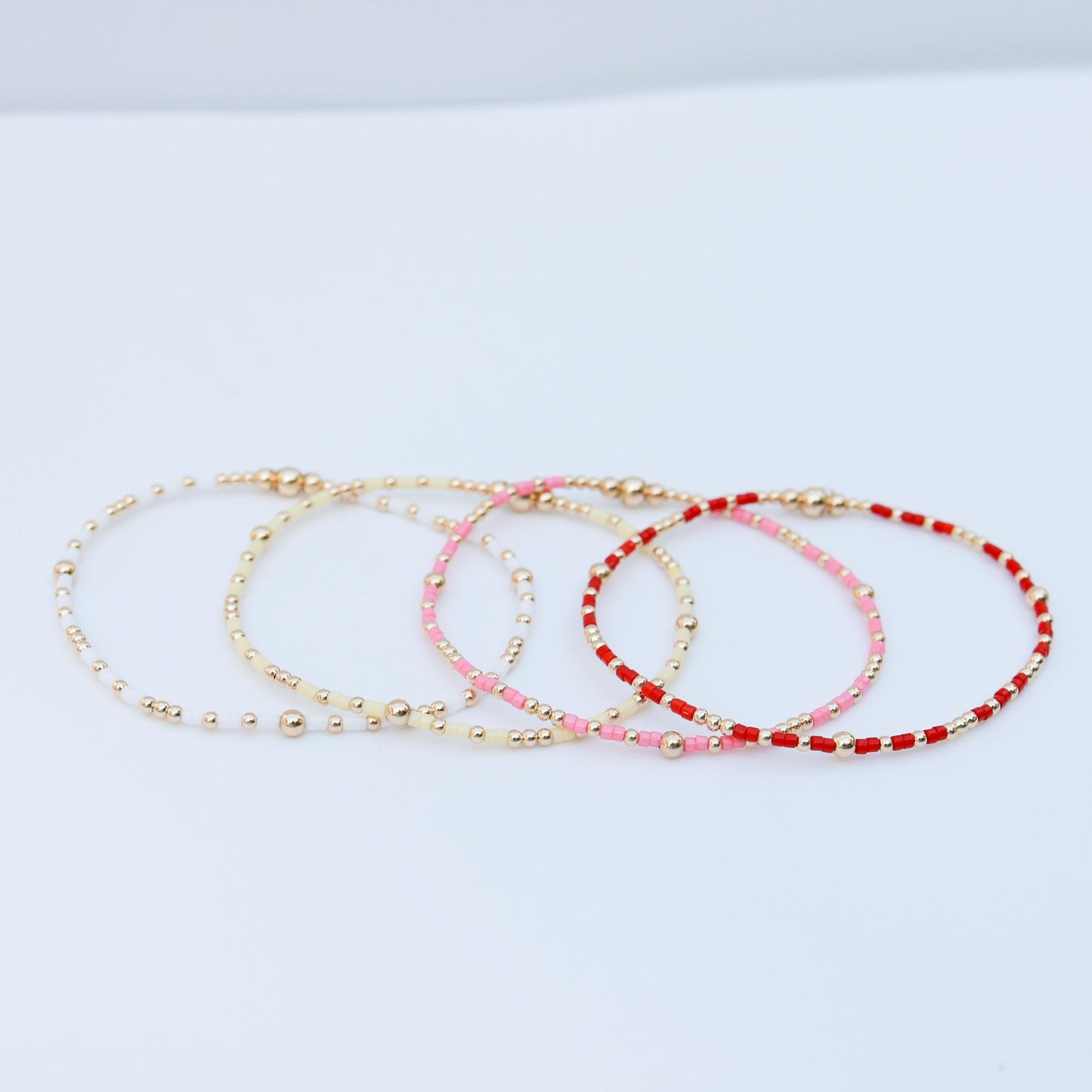 Signature Summer Seed Bead Stacking Bracelets | 14k Gold Filled Non-Tarnish with Colored Seed Beads| Stretch Beaded Bracelet| Tiny bead