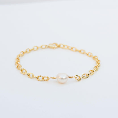 Pearl Chain Bracelet 18k Gold Filled Chain Bracelet , Dainty, Minimalist Jewelry