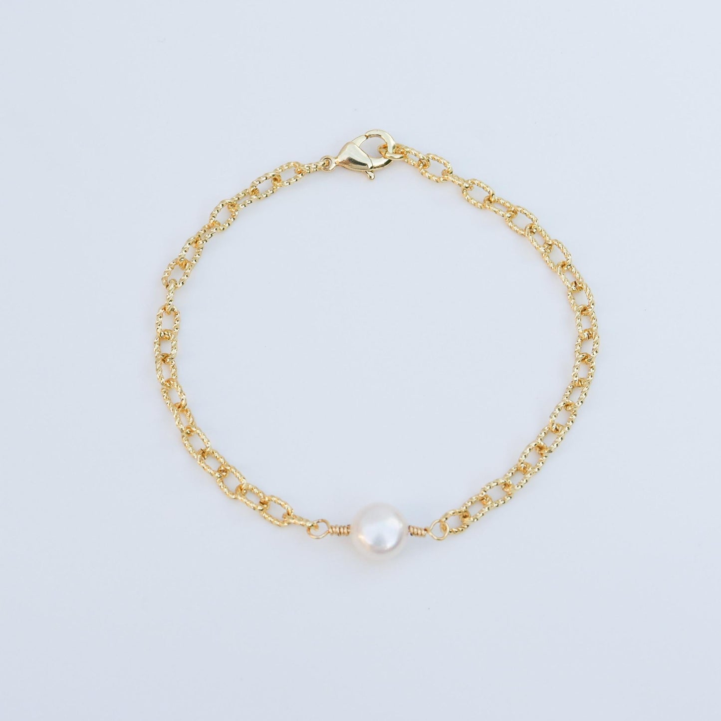 Pearl Chain Bracelet 18k Gold Filled Chain Bracelet , Dainty, Minimalist Jewelry
