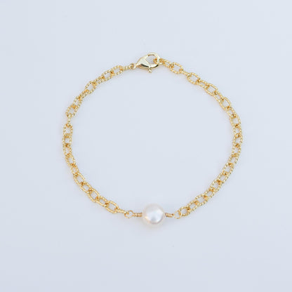 Pearl Chain Bracelet 18k Gold Filled Chain Bracelet , Dainty, Minimalist Jewelry