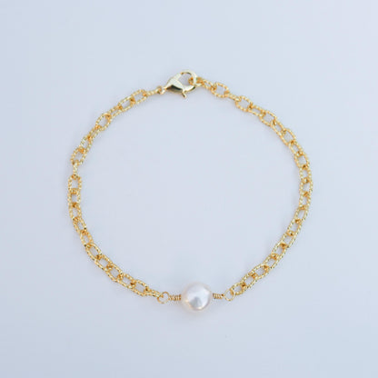 Pearl Chain Bracelet 18k Gold Filled Chain Bracelet , Dainty, Minimalist Jewelry