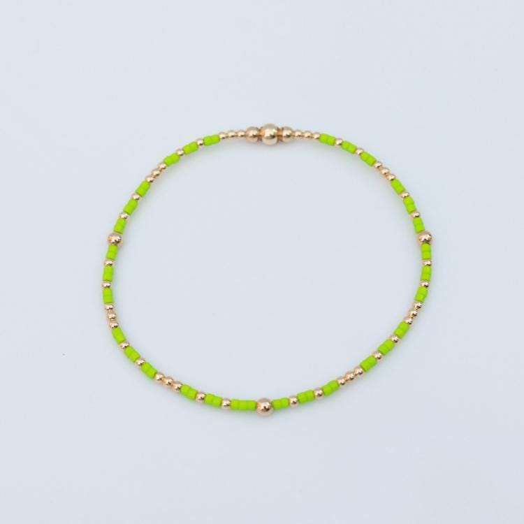 Signature Summer Seed Bead Stacking Bracelets | 14k Gold Filled Non-Tarnish with Colored Seed Beads| Stretch Beaded Bracelet| Tiny bead