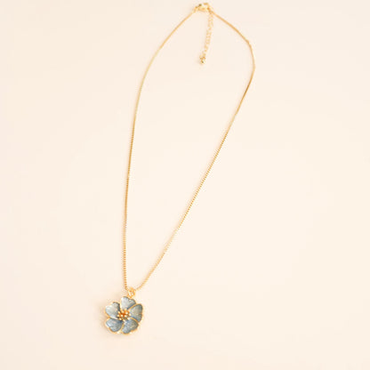 Blue Flower Necklace | Chain Necklace with Charm
