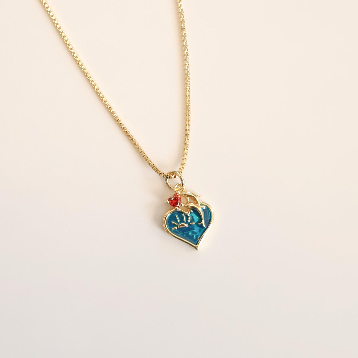 Dolphin Heart Necklace | Chain Necklace with Charm