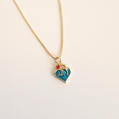 Dolphin Heart Necklace | Chain Necklace with Charm