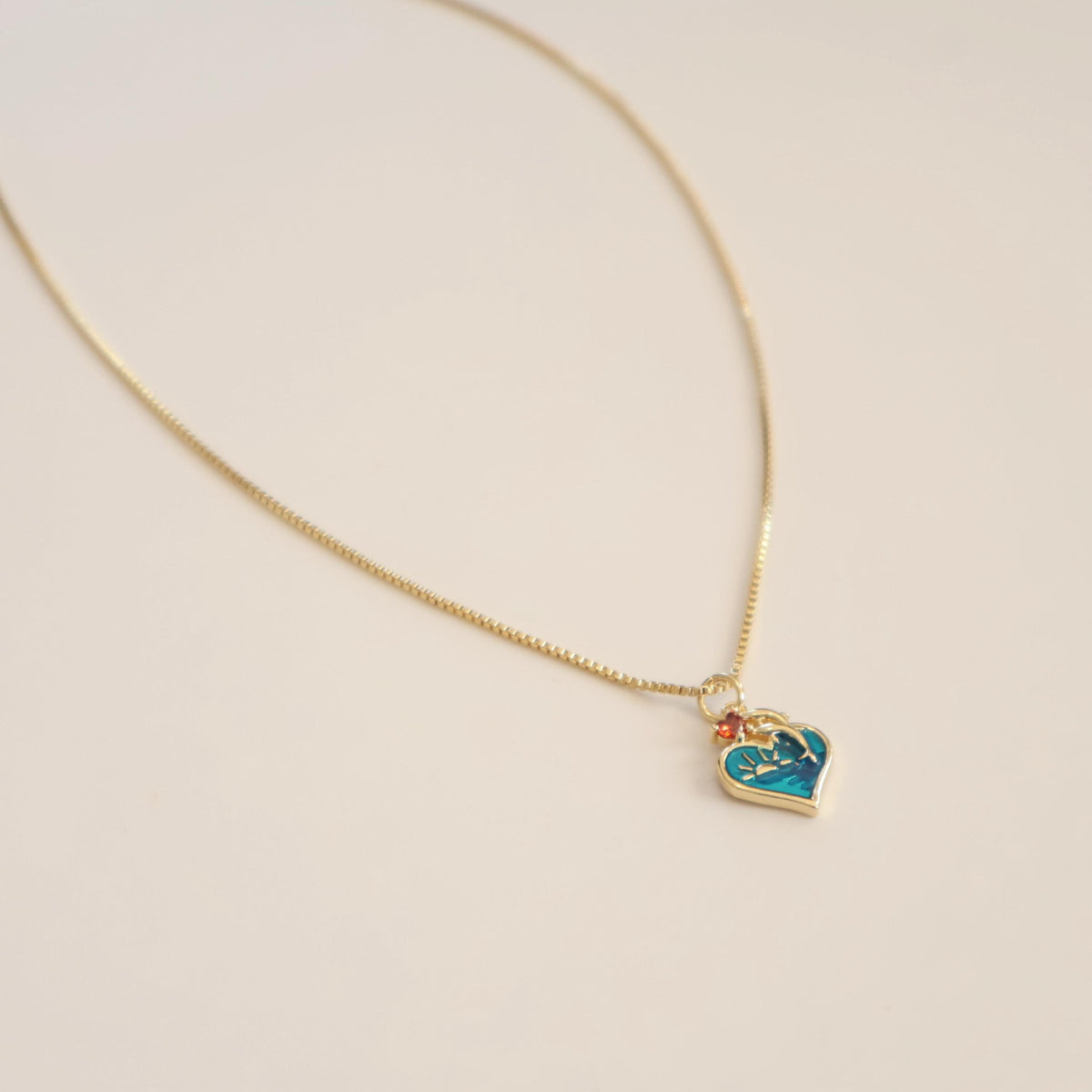 Dolphin Heart Necklace | Chain Necklace with Charm