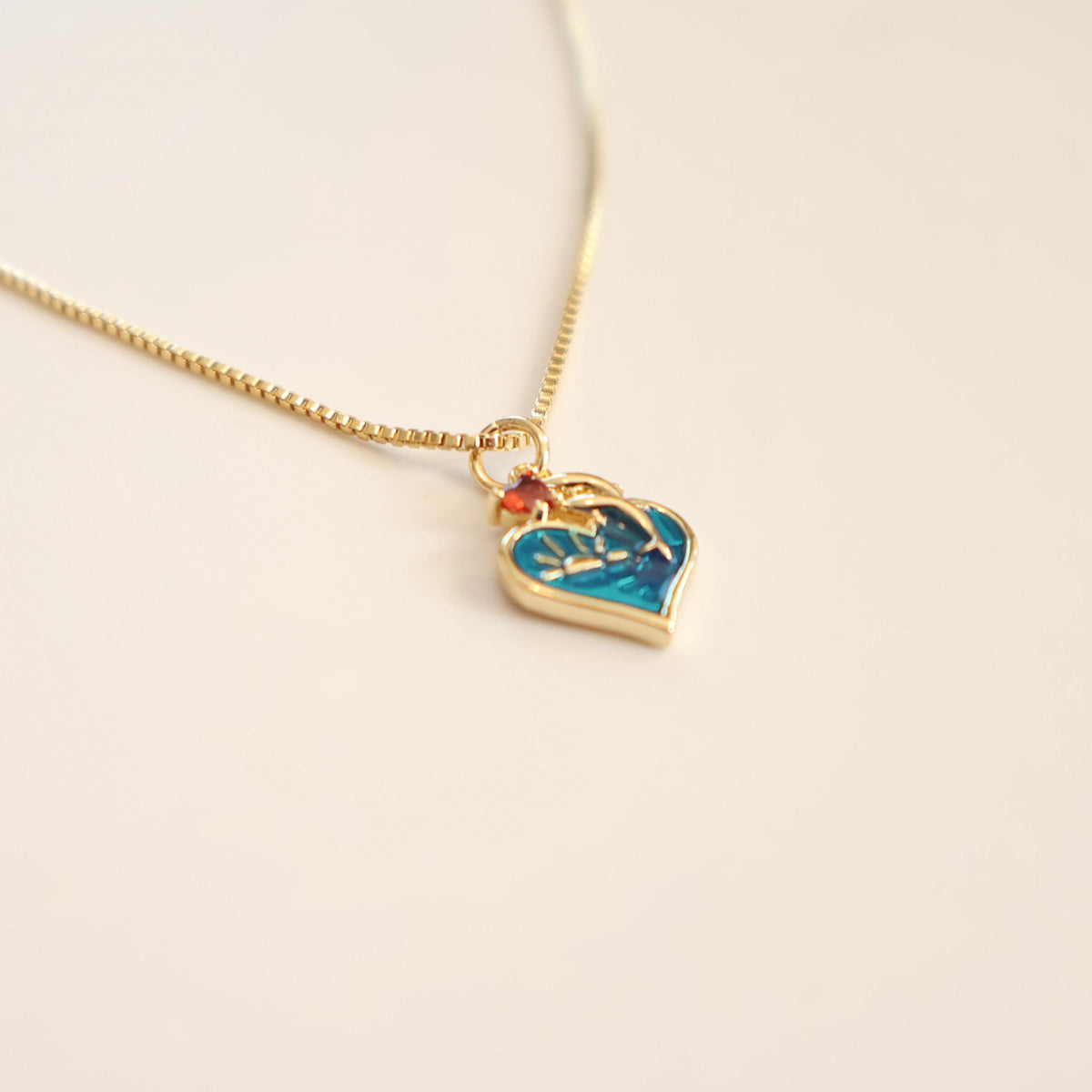 Dolphin Heart Necklace | Chain Necklace with Charm