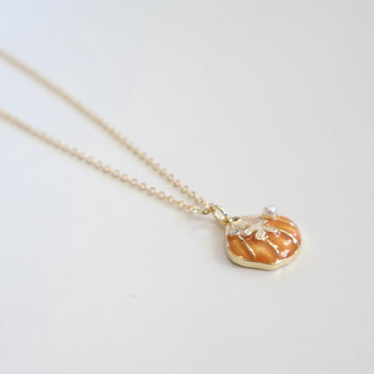 Orange Seashell Pearl Necklace | Chain Necklace with Charm