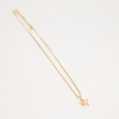 Orange Starfish Necklace | Chain Necklace with Charm