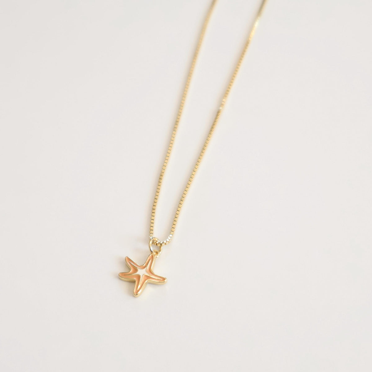 Orange Starfish Necklace | Chain Necklace with Charm
