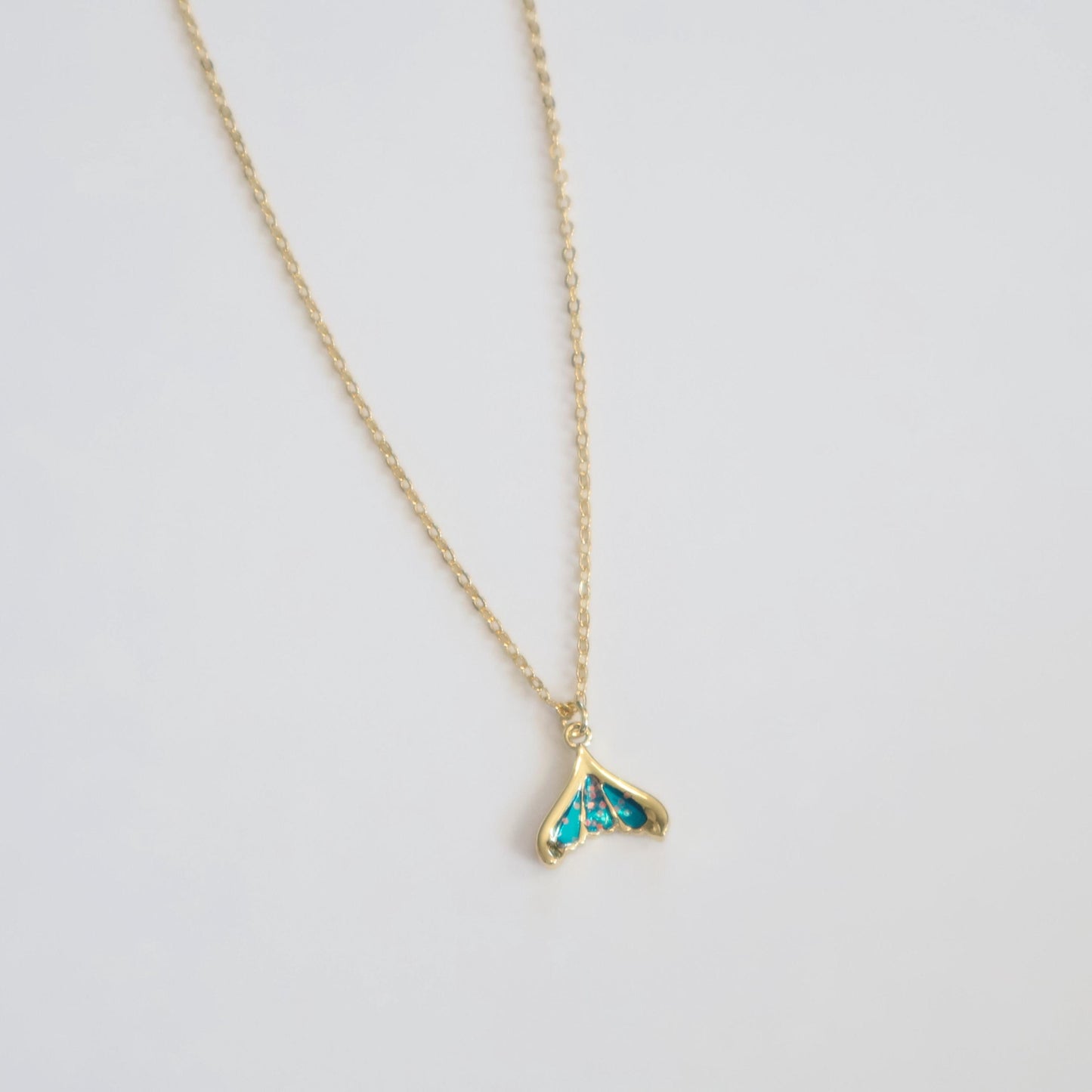 Blue Mermaid Tail Necklace | Chain Necklace with Charm