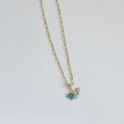 The Ocean Necklace | Paperclip Chain Necklace with Seashell, Crab and Starfish Charm