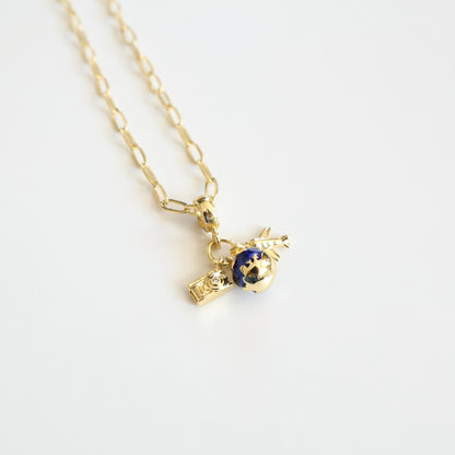 Travel the World Necklace | Paperclip Chain Necklace with Travel Charms | Camera, Glove and Plane charm