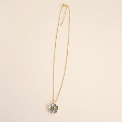 Blue Flower Necklace | Chain Necklace with Charm