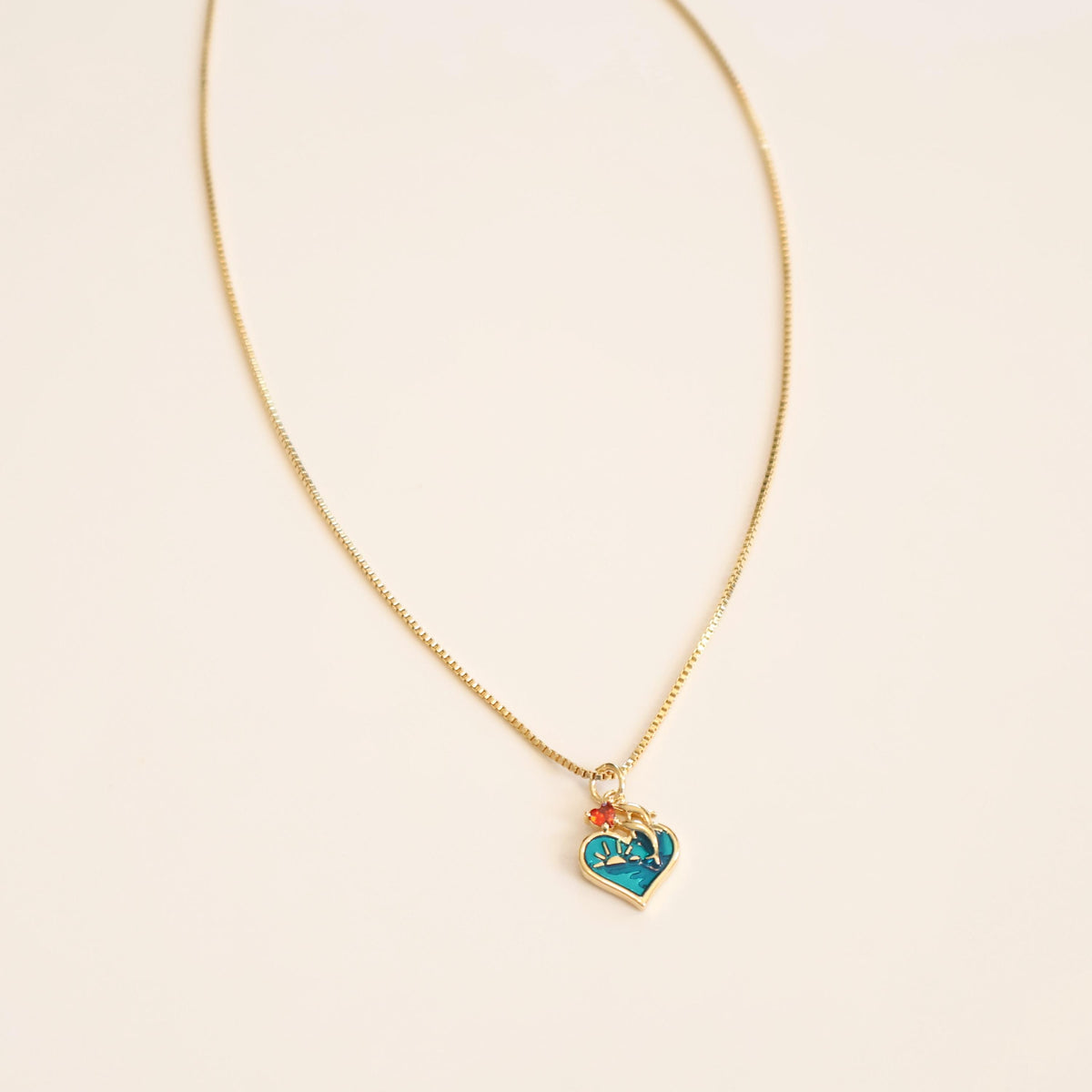 Dolphin Heart Necklace | Chain Necklace with Charm