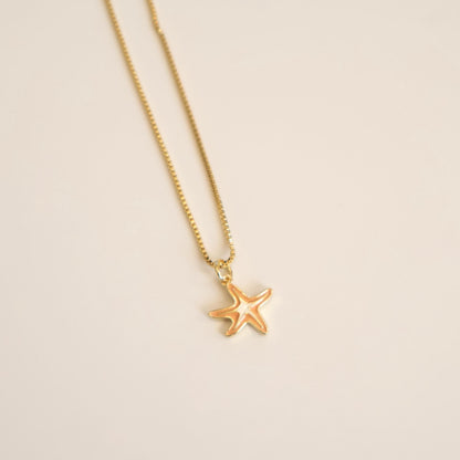 Orange Starfish Necklace | Chain Necklace with Charm