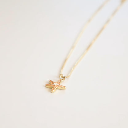 Orange Starfish Necklace | Chain Necklace with Charm