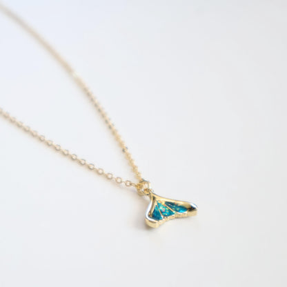 Blue Mermaid Tail Necklace | Chain Necklace with Charm