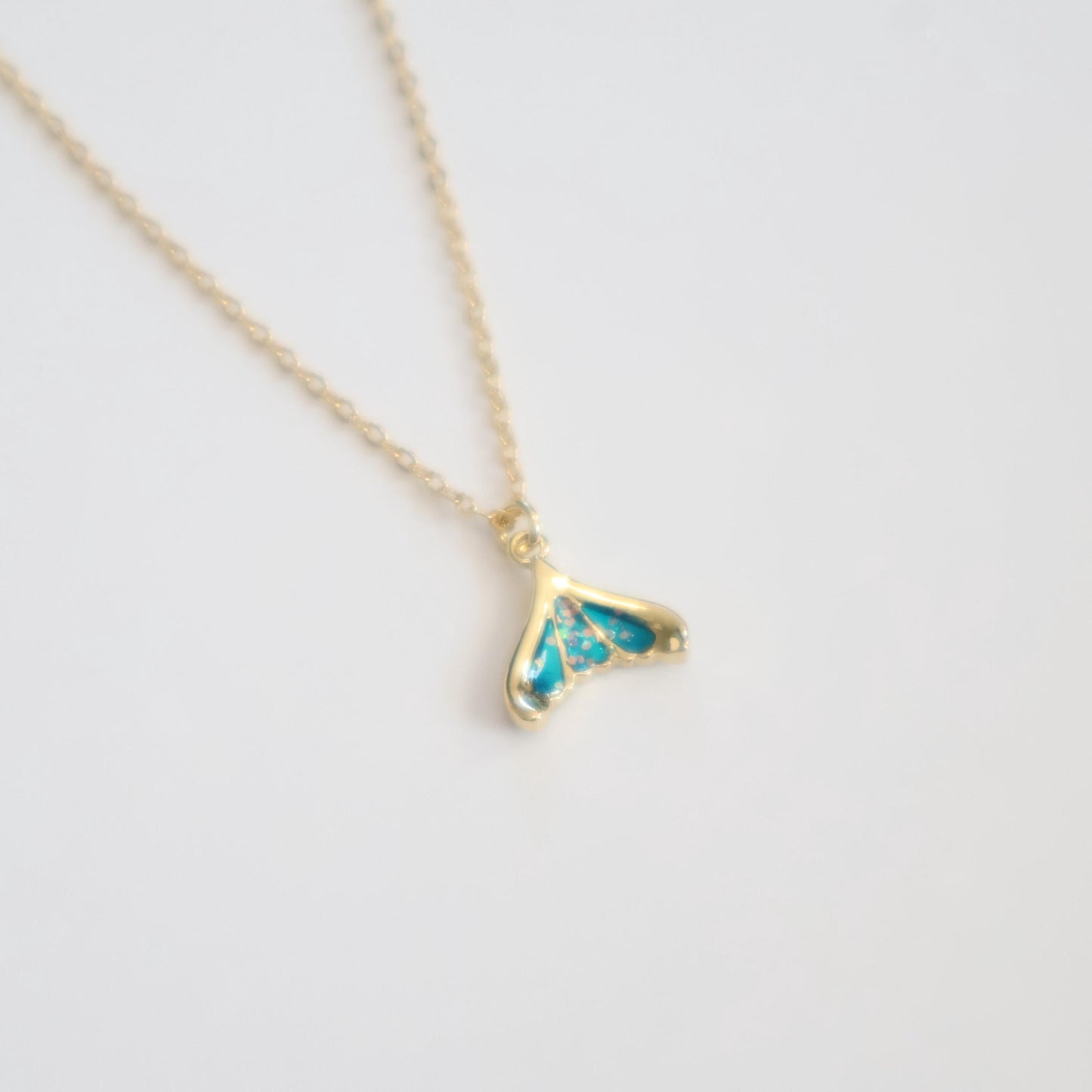 Blue Mermaid Tail Necklace | Chain Necklace with Charm