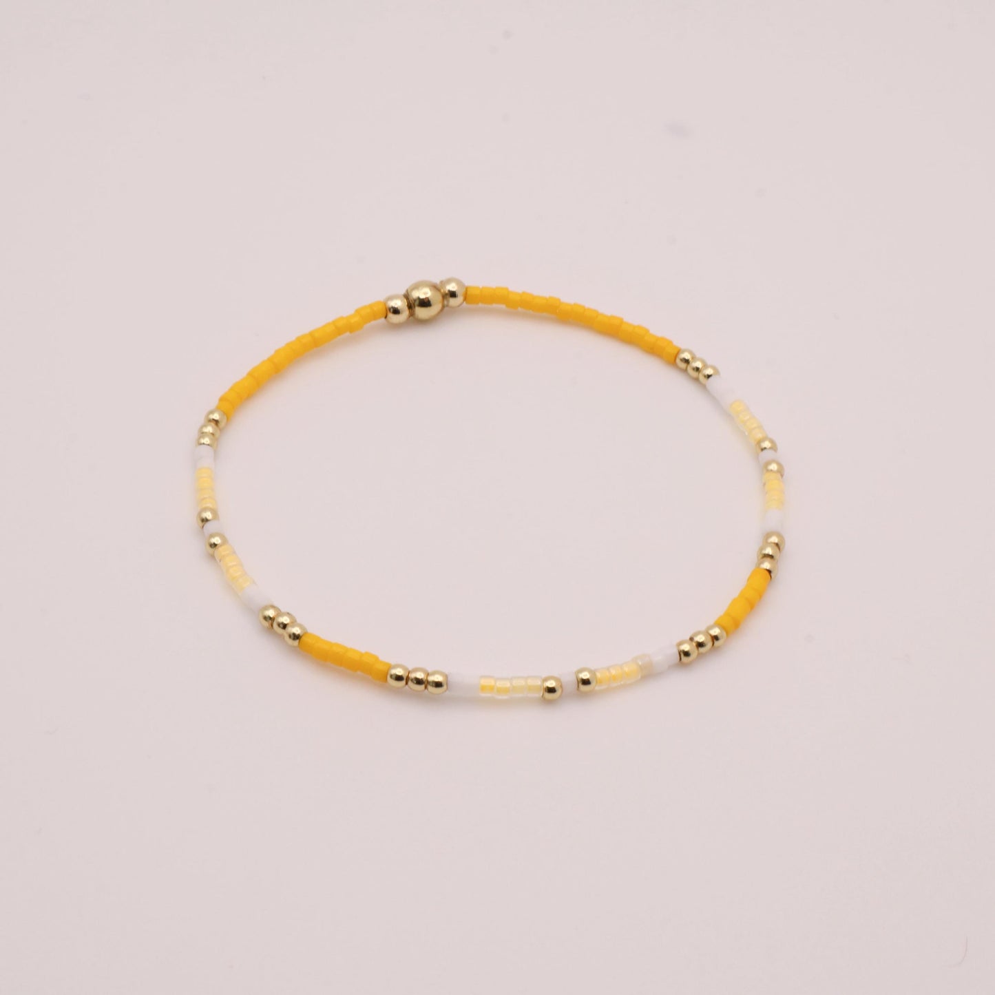 Yellow Beaded 3 Piece Stack| 18k Gold Filled Light Yellow and White  Seed Bead Bracelet Stack| Tiny Bead Bracelet