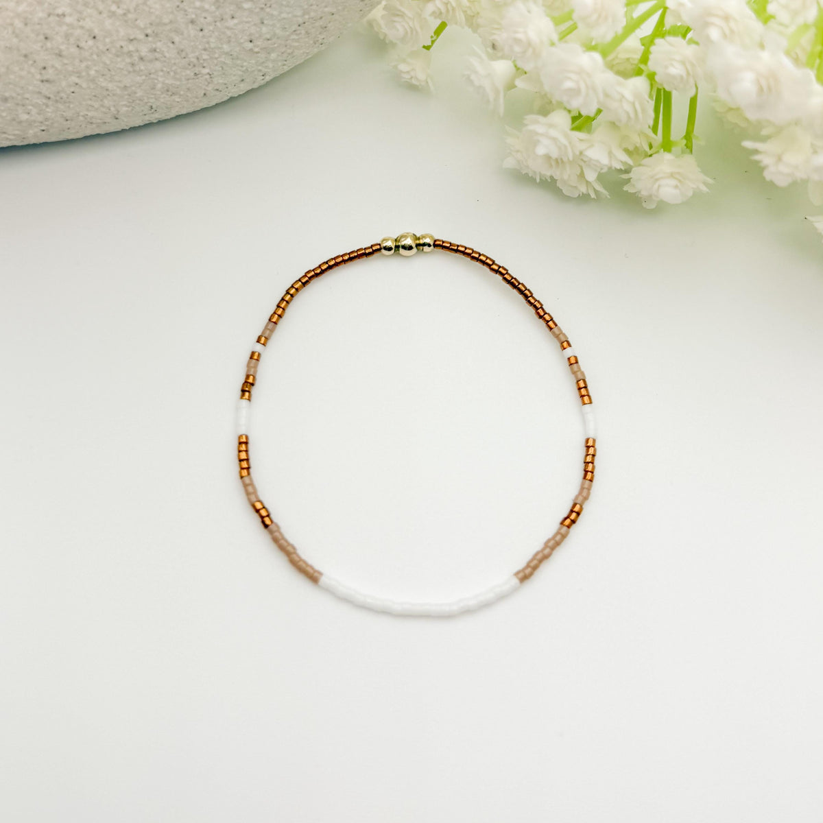 Signature Blue Jay Stack | 14k Gold Filled Non-Tarnish | Royal Blue and Brown Bracelet | Dainty Stretch Bracelet Stacks