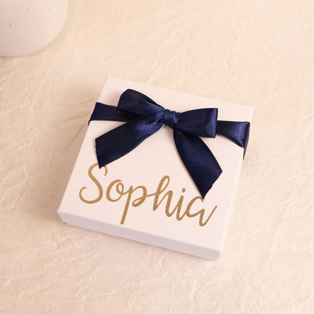 Personalized Jewelry Box Custom Name Gift Bridesmaid Proposal Present Wedding Party Favor Keepsake Container Gold Script Monogram Gift Box