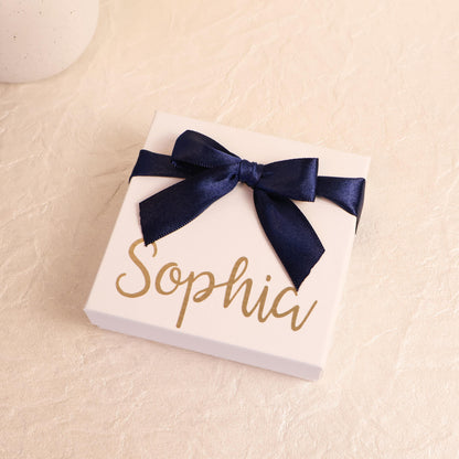 Personalized Jewelry Box Custom Name Gift Bridesmaid Proposal Present Wedding Party Favor Keepsake Container Gold Script Monogram Gift Box