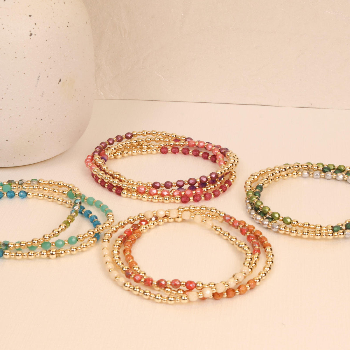 Multicolor Beaded Stretch Bracelet Stacking Everyday Piece Women Gift Birthday Friendship | Signature Collection 14k Gold Filled Non-Tarnish