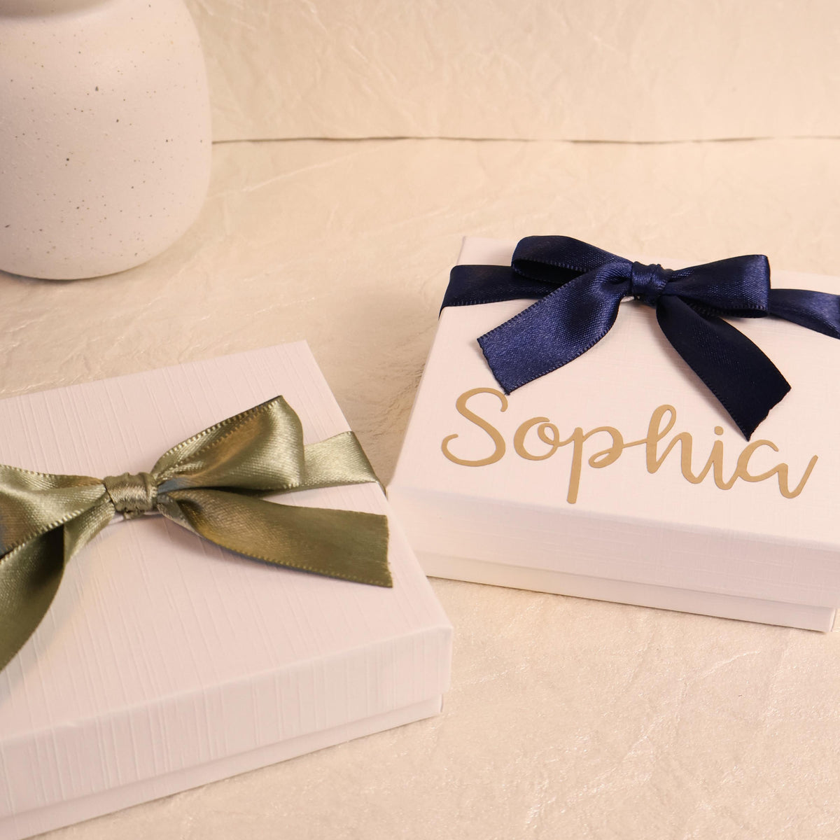 Personalized Jewelry Box Custom Name Gift Bridesmaid Proposal Present Wedding Party Favor Keepsake Container Gold Script Monogram Gift Box