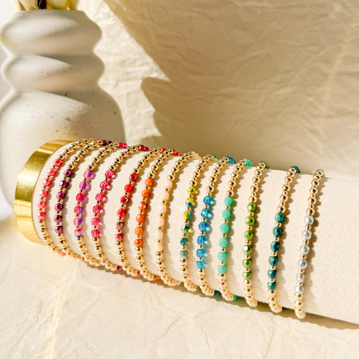 Multicolor Beaded Stretch Bracelet Stacking Everyday Piece Women Gift Birthday Friendship | Signature Collection 14k Gold Filled Non-Tarnish