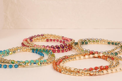 Multicolor Beaded Stretch Bracelet Stacking Everyday Piece Women Gift Birthday Friendship | Signature Collection 14k Gold Filled Non-Tarnish