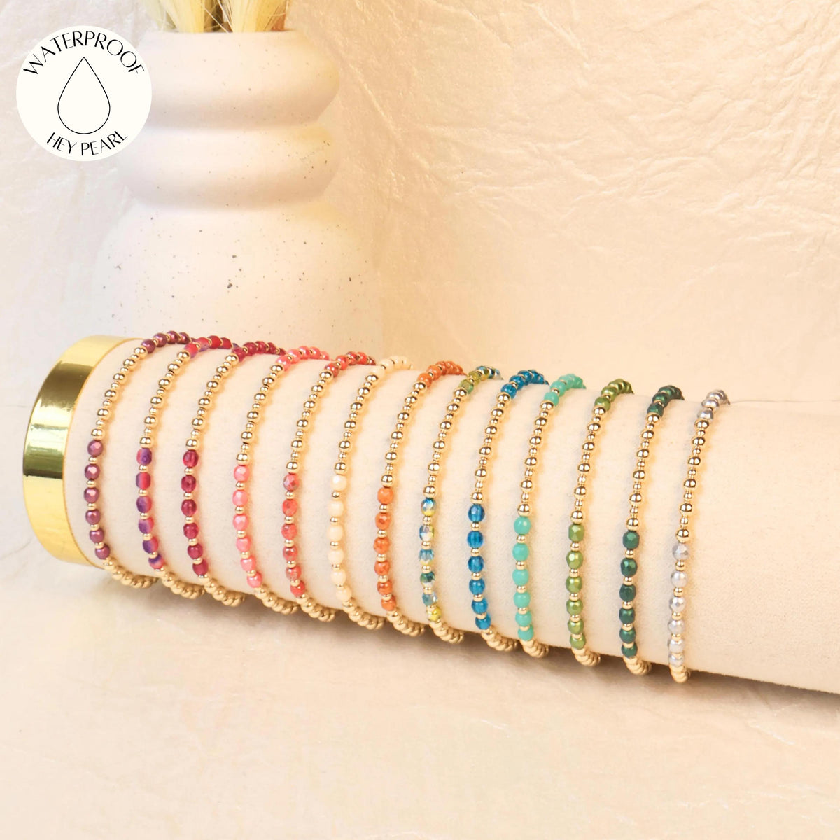 Multicolor Beaded Stretch Bracelet Stacking Everyday Piece Women Gift Birthday Friendship | Signature Collection 14k Gold Filled Non-Tarnish