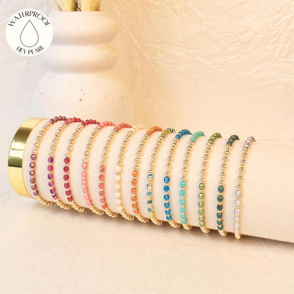 Multicolor Beaded Stretch Bracelet Stacking Everyday Piece Women Gift Birthday Friendship | Signature Collection 14k Gold Filled Non-Tarnish